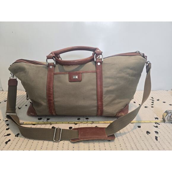 Cutter & Buck Canvas & Leather Weekender Duffel Bag quiet ivy town and country